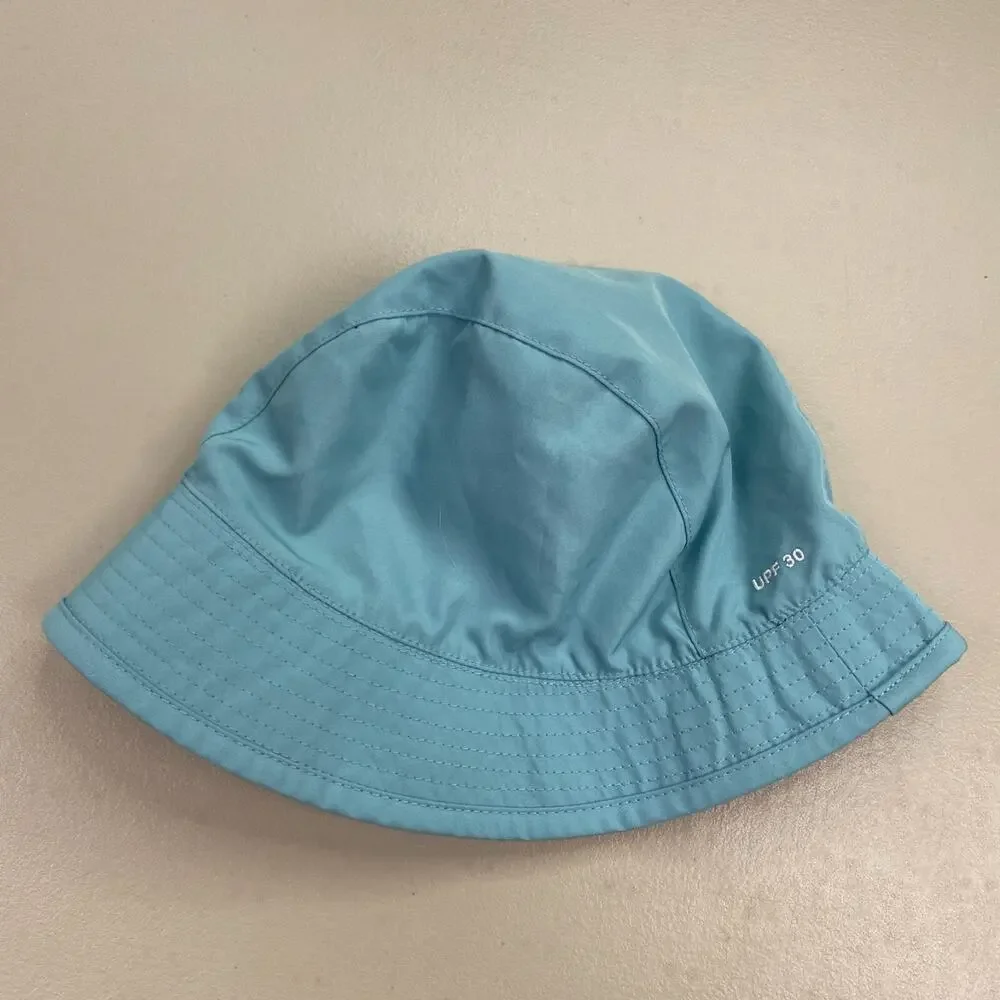 The North Face Reversible Bucket Hat Girls One Size Blue Yellow Plaid UPF30 Sun - Picture 3 of 7